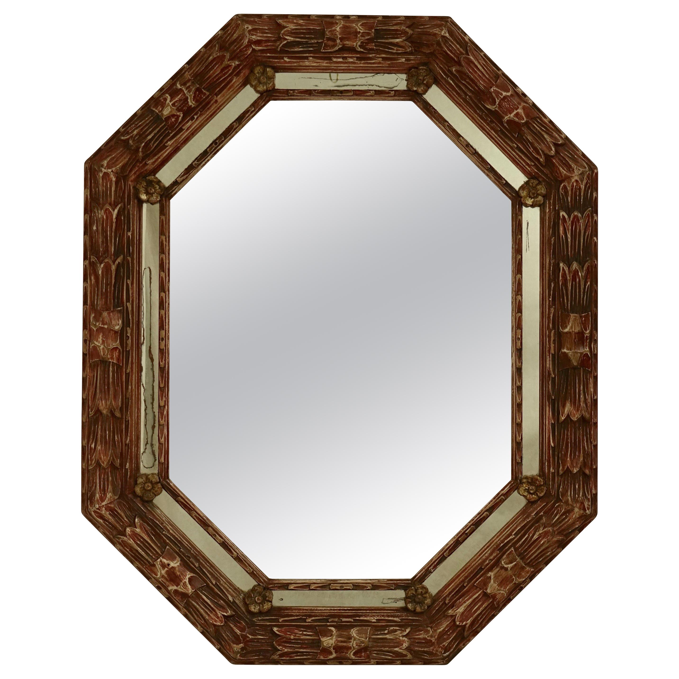 Carved and Painted Octagonal Mirror