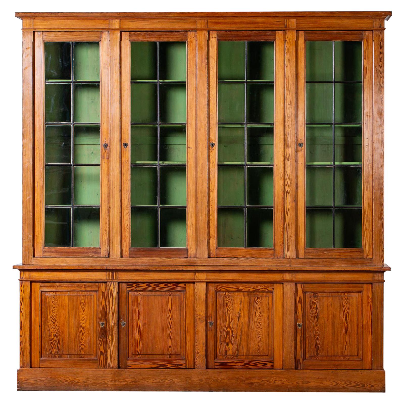 Enormous Antique French Pine Bibliothèque Bookcase Display Cabinet, circa 1850