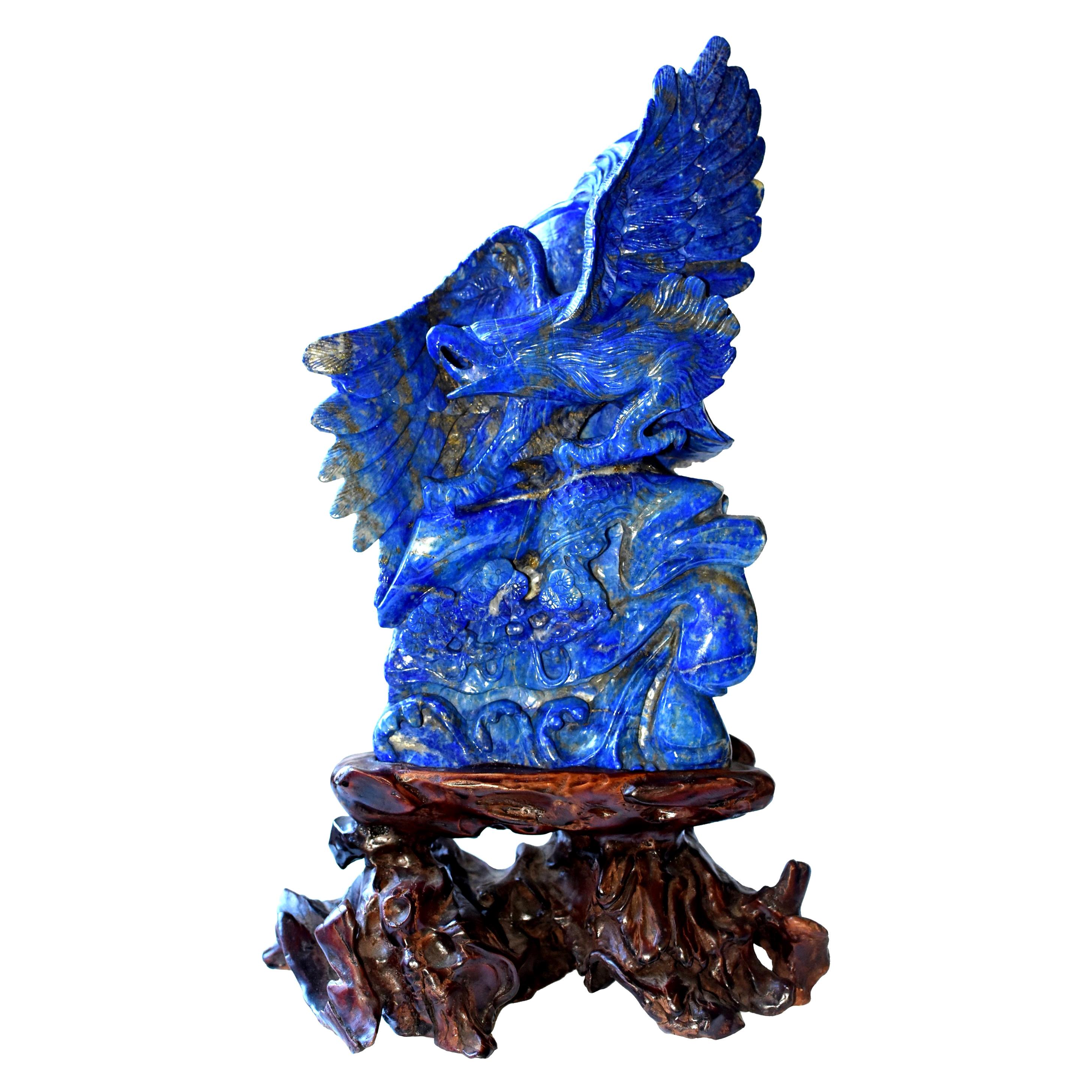 Natural Lapis Lazuli Eagle Sculpture, 8.2 Lb Large Statue