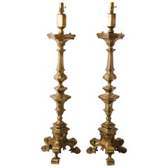 Pair of Nickel over Bronze Floor Lamps