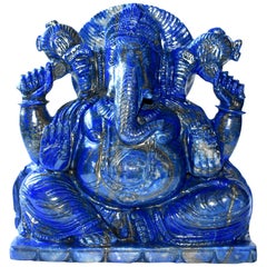 Statue de Ganesh en Lapis Lazuli:: 5.8 Lb:: 1er grade naturel:: grande