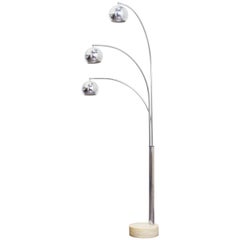 Retro Mid Century Modern Italian Marble & Chrome Arc Lamp by Goffredo Reggiani, 1970s