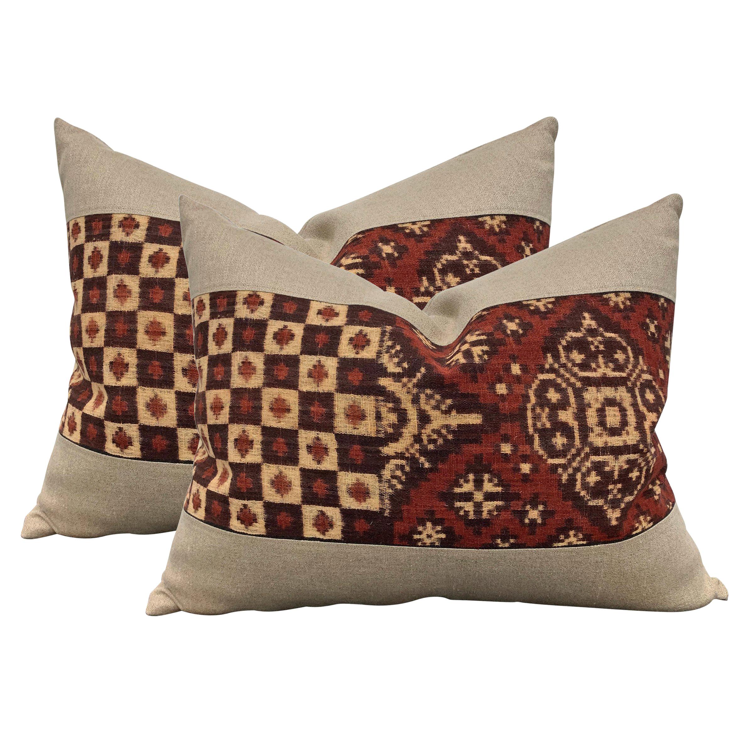 Pair of Early 20th Century Indonesian Double Ikat Pillows