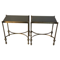 Pair of Maison Jansen Patinated Brass Side Tables