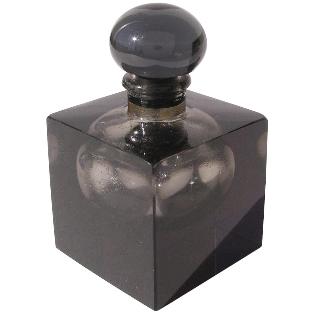 Art Deco Black Glass Perfume Bottle