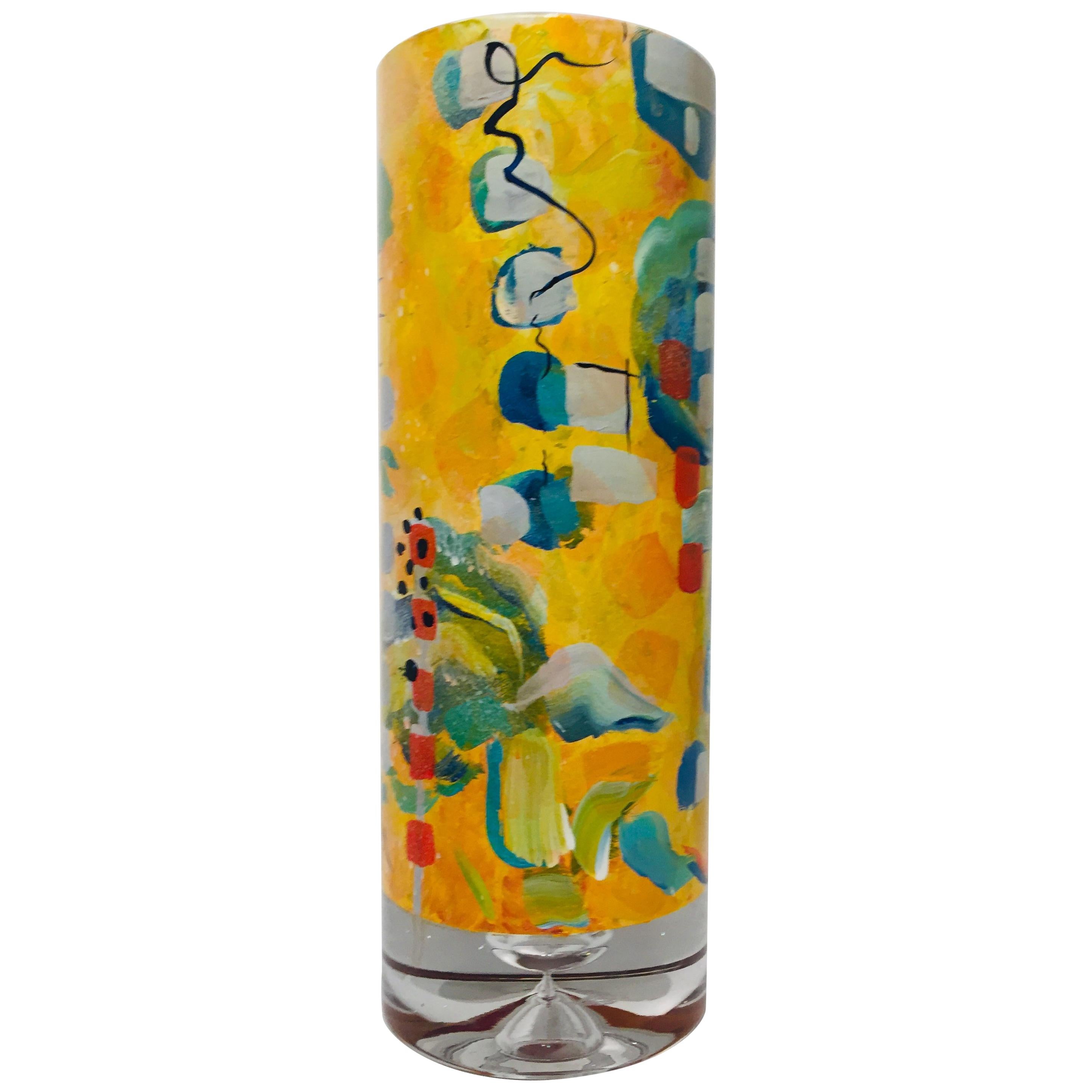 2019 Hand Painted Glass Orange Vase by Kathleen Kane-Murrell 'No. 2''