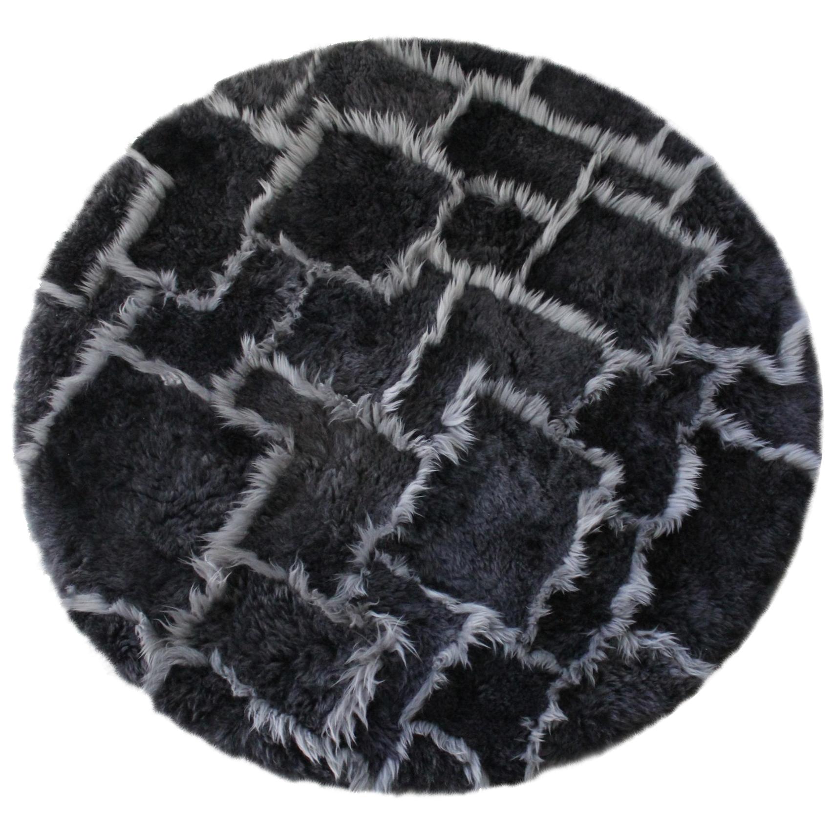 Treasure Designer Patchwork Sheepskin Rug in Charcoal Grey, Made in Australia