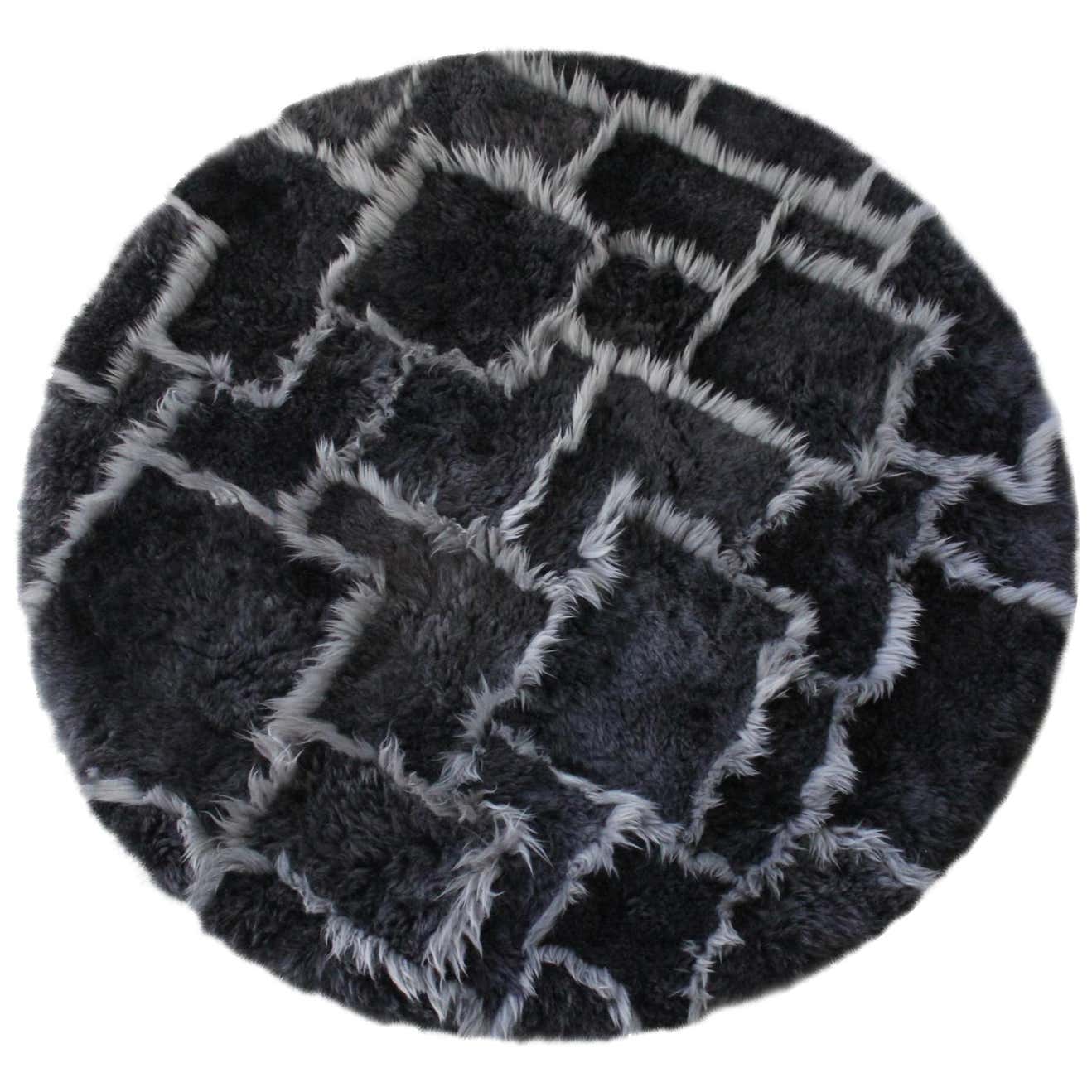 Treasure Designer Patchwork Sheepskin Rug in Charcoal Grey, Made in ...
