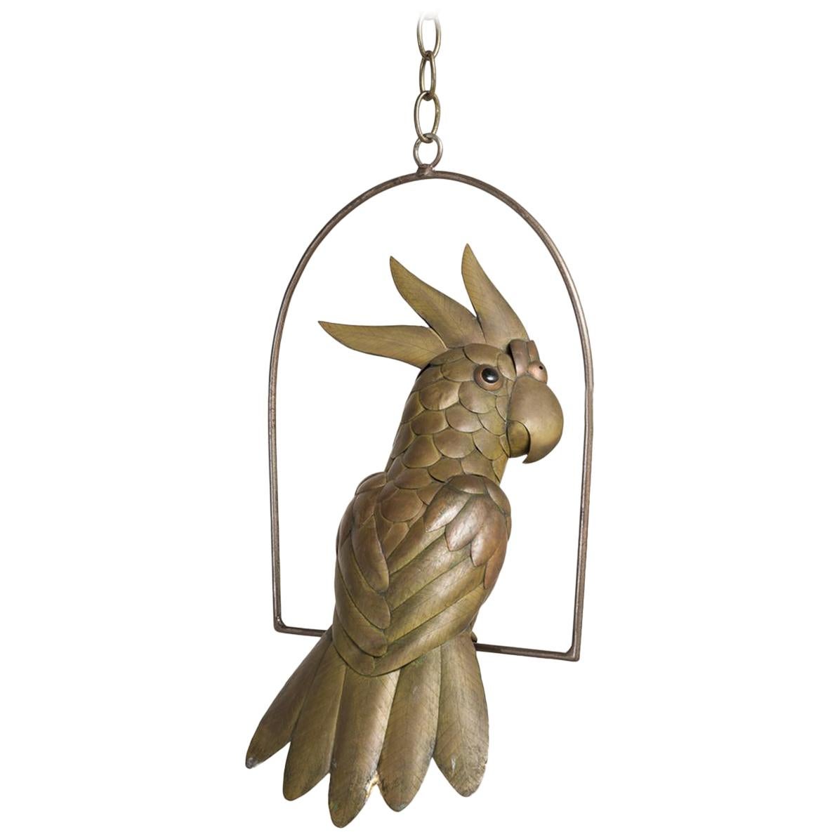 Copper and Brass Cockatoo by Sergio Bustamante, 1960s For Sale