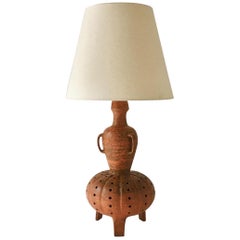 Impressively Large Glazed Terracotta Lamp 1960s