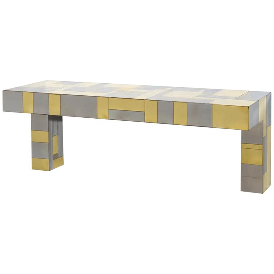 Paul Evans Designed Cityscape Wall Hung Console Table, circa 1975 For Sale