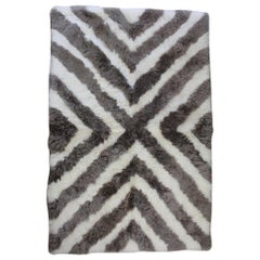 Designer Patchwork Sheepskin Area Rug Arrow Stripe Made in Australia
