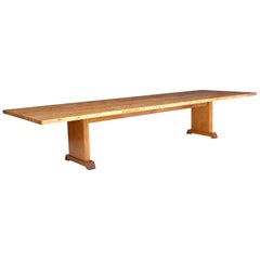 Mid-20th Century Birch Library Table of Large Proportions
