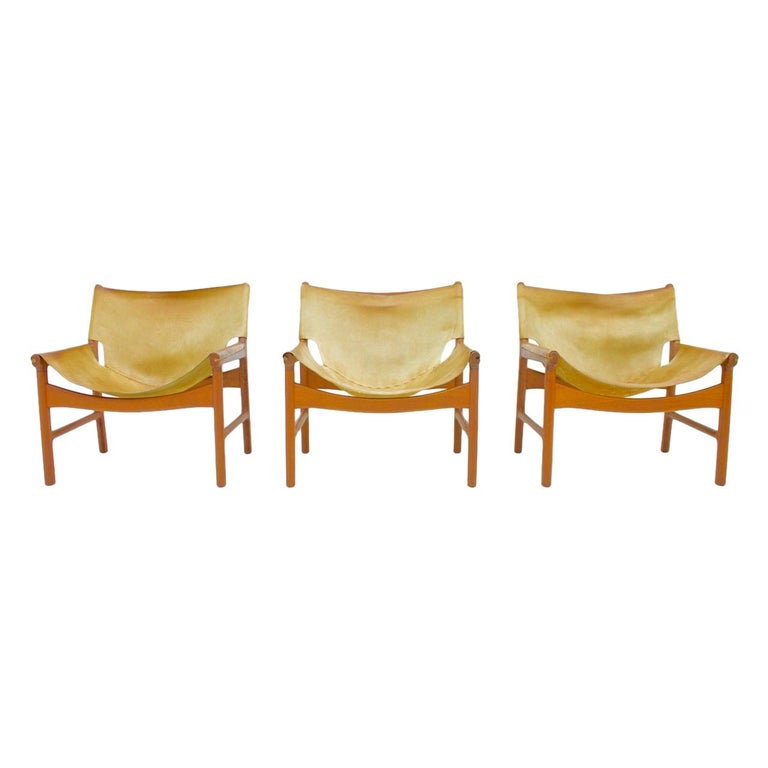 Illum Wikkelso Easy Stuhl Modell 103 aus Eiche und Leder von Mikael Laursen Dänemark 1