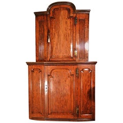 Used 18th Century Figured Mahogany Bow Fronted Corner Cabinet, circa 1790
