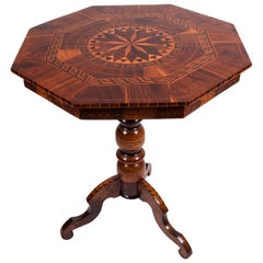 19th Century Walnut Octagonal Shaped Inlaid Italian Rolo/Coffee Table