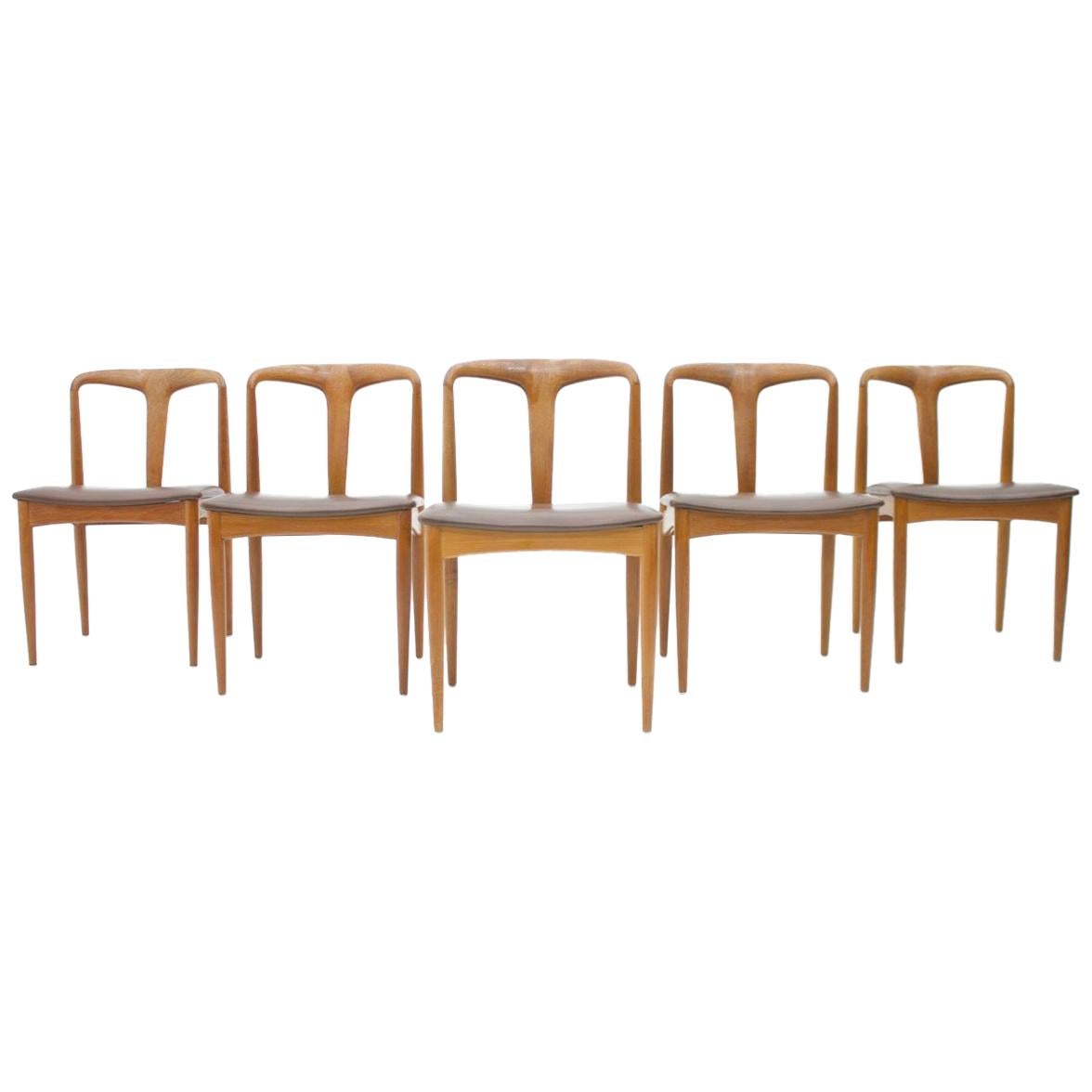 Set of Five Teak Dining Chairs Juliane by Johannes Andersen Denmark For Sale