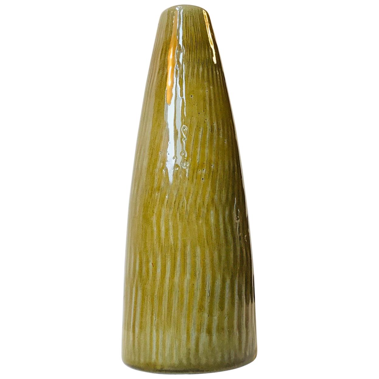 Gunnar Nylund Green Glazed Scandinavian Stoneware Vase, 1960s