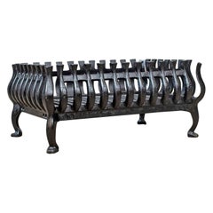 Mid-Sized Vintage Fire Basket, Fireplace Grate, Iron, Mid-20th Century