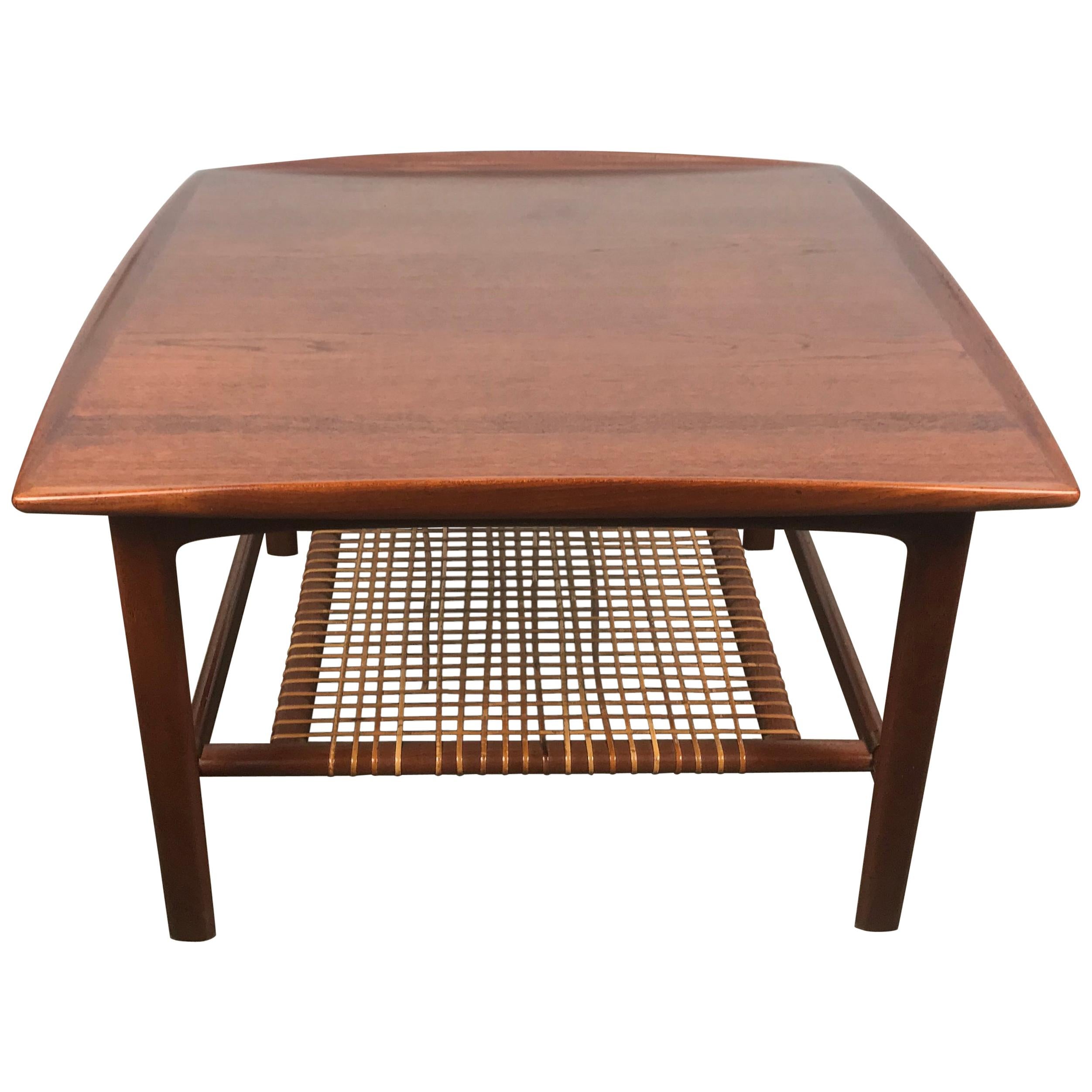 Classic Scandinavian Teak and Cane Occasional Table by Folke Ohlsson ...