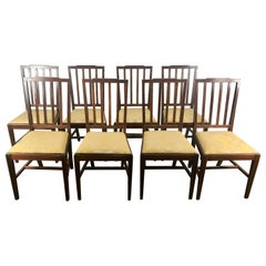 Set of 8 Mahogany and Pencil Inlay Hepplewhite Style Dining Chairs