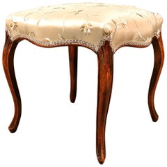 Antique 19th Century Walnut Serpentine Stool in the French Manner c. 1840