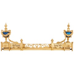 Antique Neoclassical Style Gilt Bronze and Tôle Fireplace Fender 