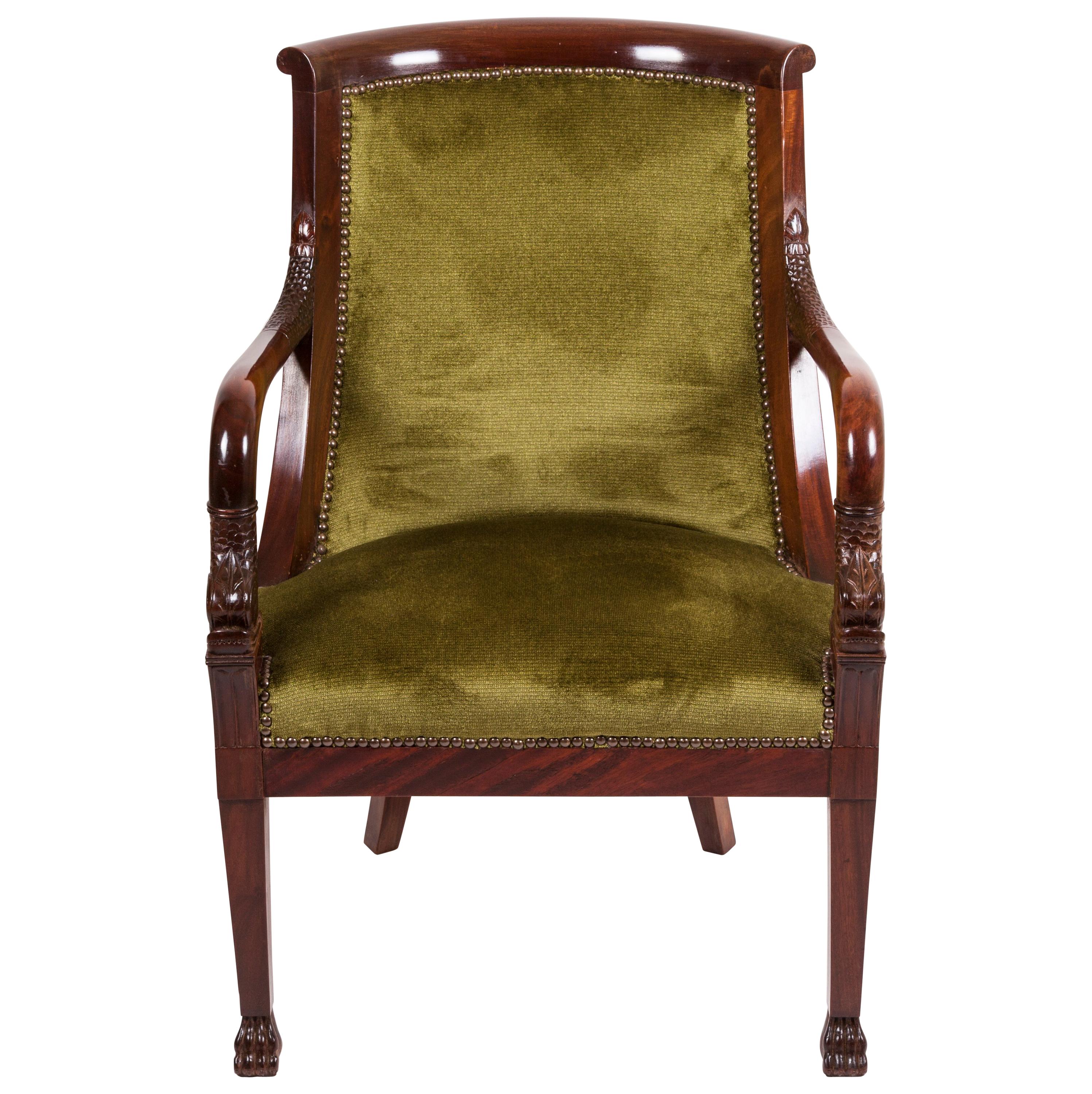 20th Century Empire Mahogany Pair of French Armchairs