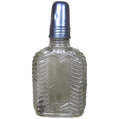 1950s Rare Vintage Italian Fratelli Branca Milano Glass Flask with Aluminium Cup