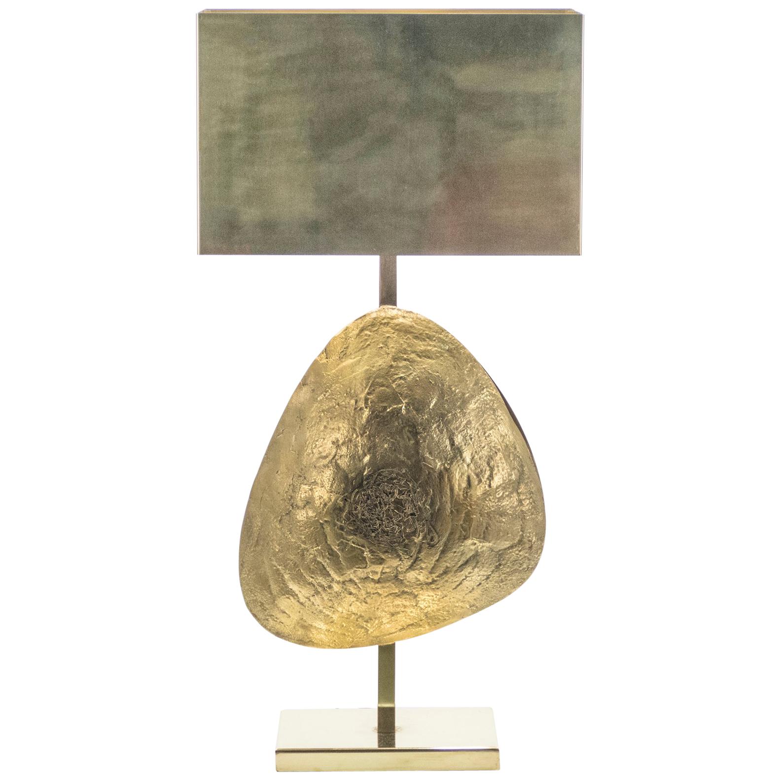 Large Belgian Willy Daro Table Lamp in Brass and Bronze, 1970s