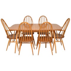 1960s Retro Ercol Grand Windsor Dining Table and Six Chairs