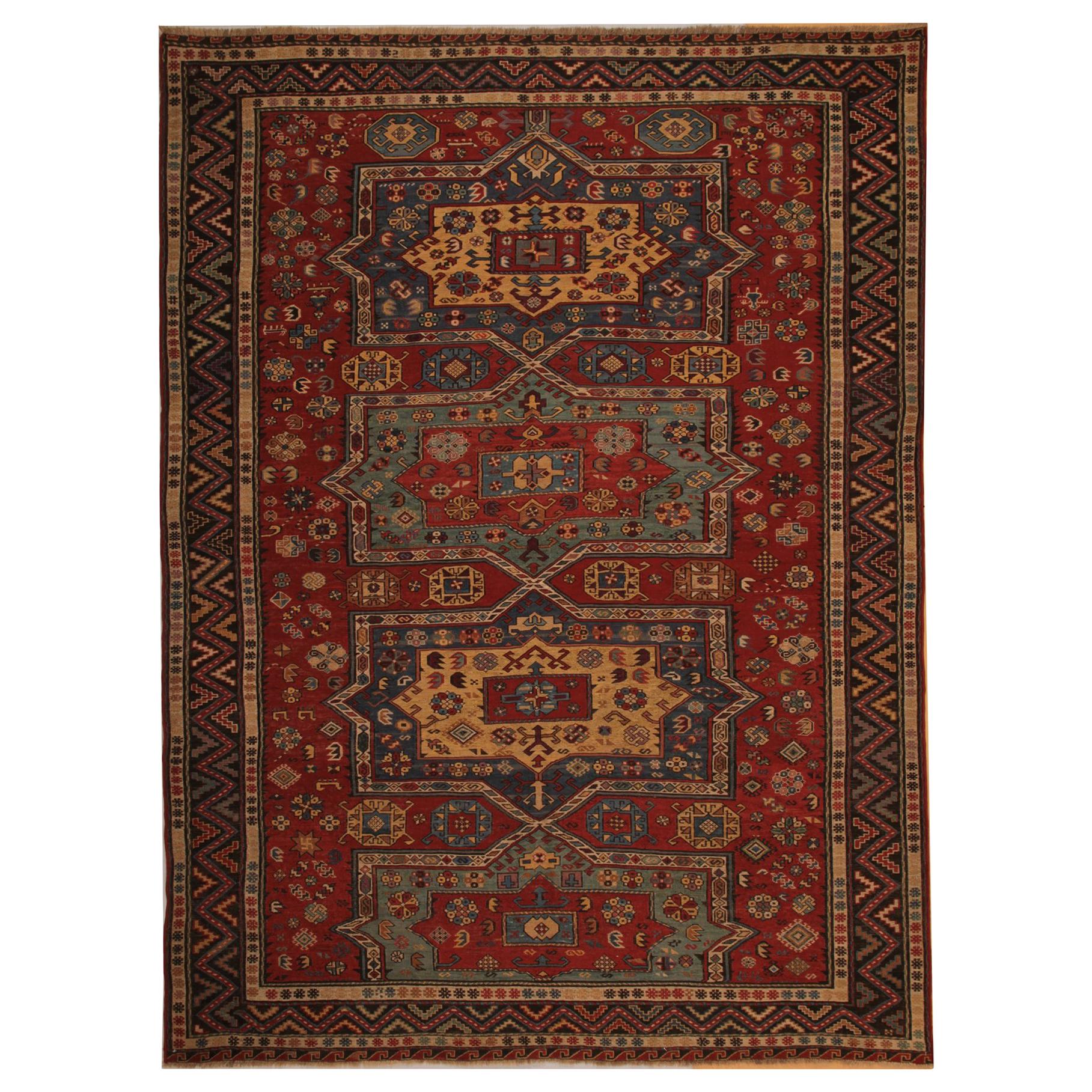 Antiker Teppich, Kaukasischer Sumakh-Kilim-Teppich, Flachgewebe-Teppich Orientteppich