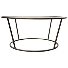 New Round Coffee Table with Metal Structure and Glass Top