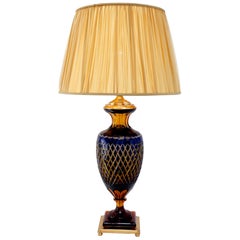 Ugo Poggi Firenze Handcrafted Crystal Table Lamp Arcetri, with French Gold Trim