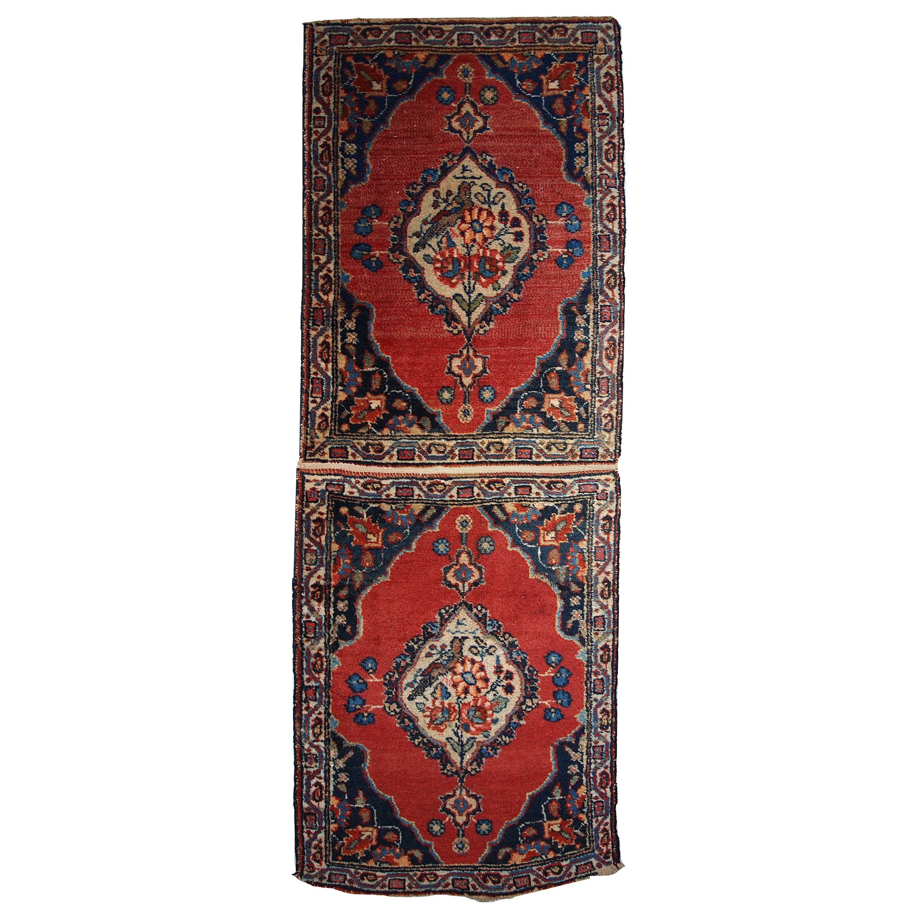 Handmade Antique Tabriz Style Double Mat Rug, 1910s, 1C356