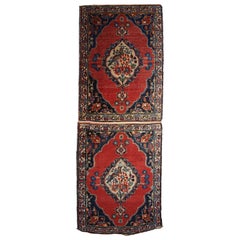 Handmade Antique Tabriz Style Double Mat Rug, 1910s, 1C356
