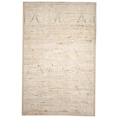 21st Century Tribal Moroccan Style wool Rug In Light Brown