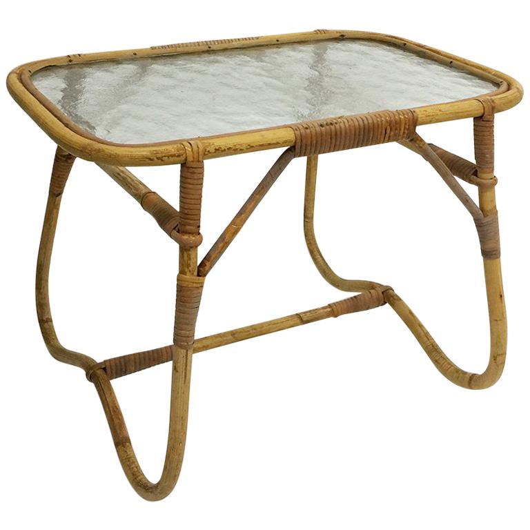 Rattan Side Coffee Table by Dirk Van Sliedrecht for Rohe Noordwolde, 1950s For Sale