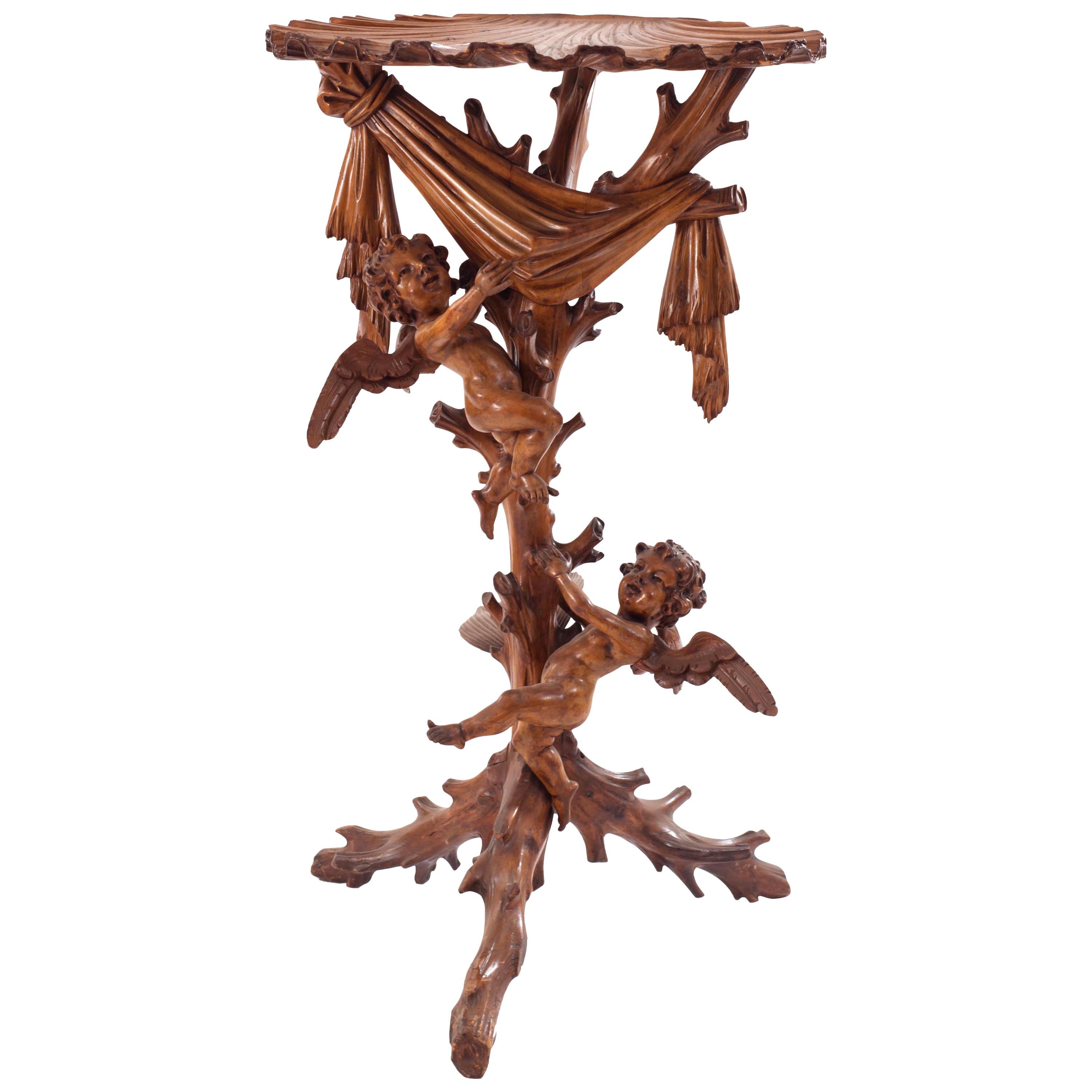 Italienischer venezianischer geschnitzter Obstholz-Sockel