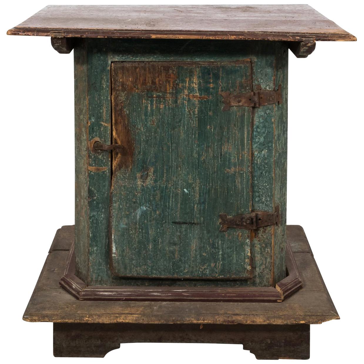 Painted Pine One Door Pedestal Cabinet, circa 1900s For Sale