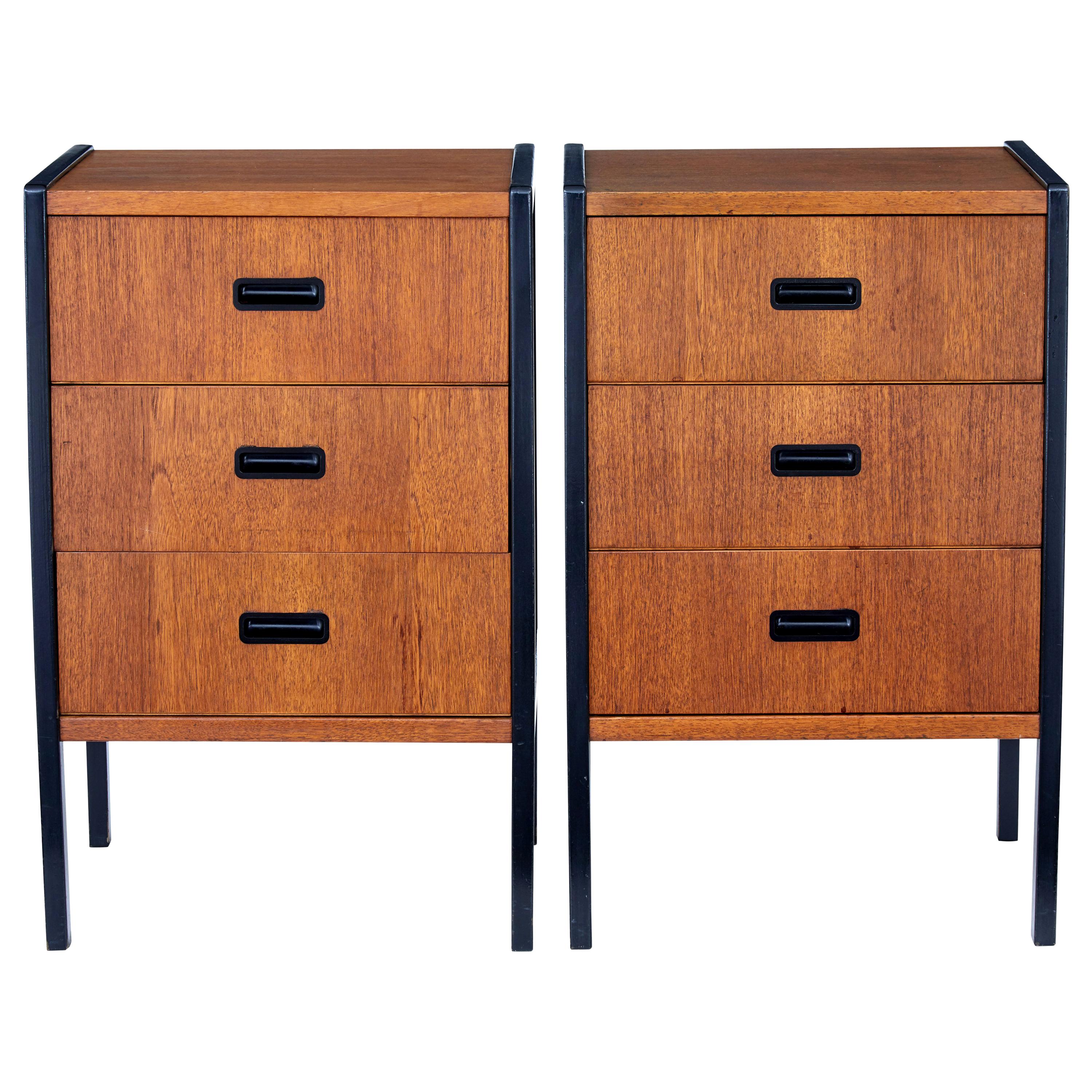 Pair of Mid-20th Century Scandinavian Teak Bedside Chests by Bodafors