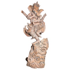 Indian Polychorme Hand Carved Statue of Lord Ganesha