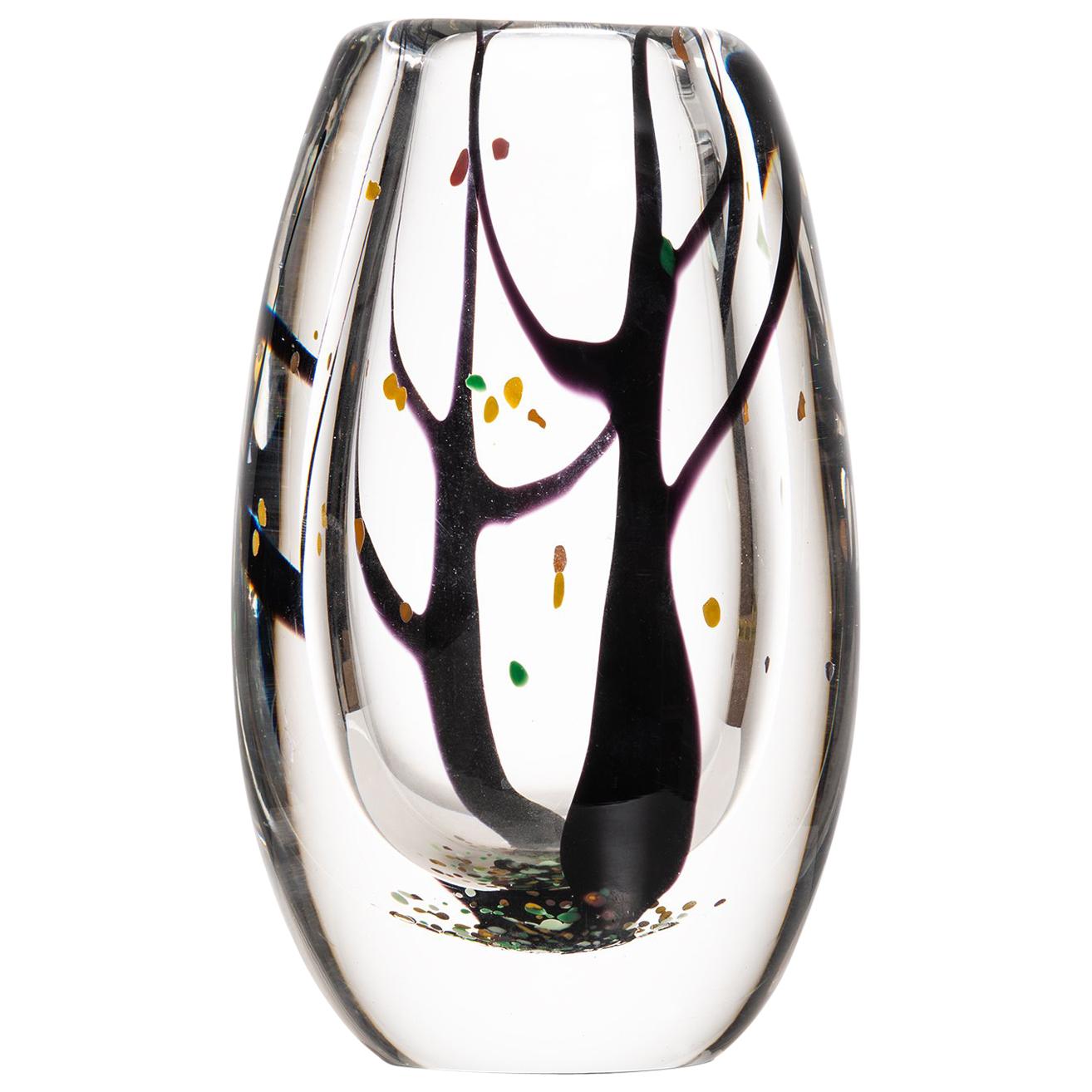 Vicke Lindstrand Glass Vase Autumn Produced by Kosta in Sweden