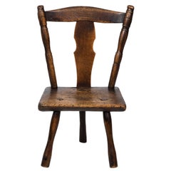 Antique 19th Century English Country Three-Legged Primitive Chair