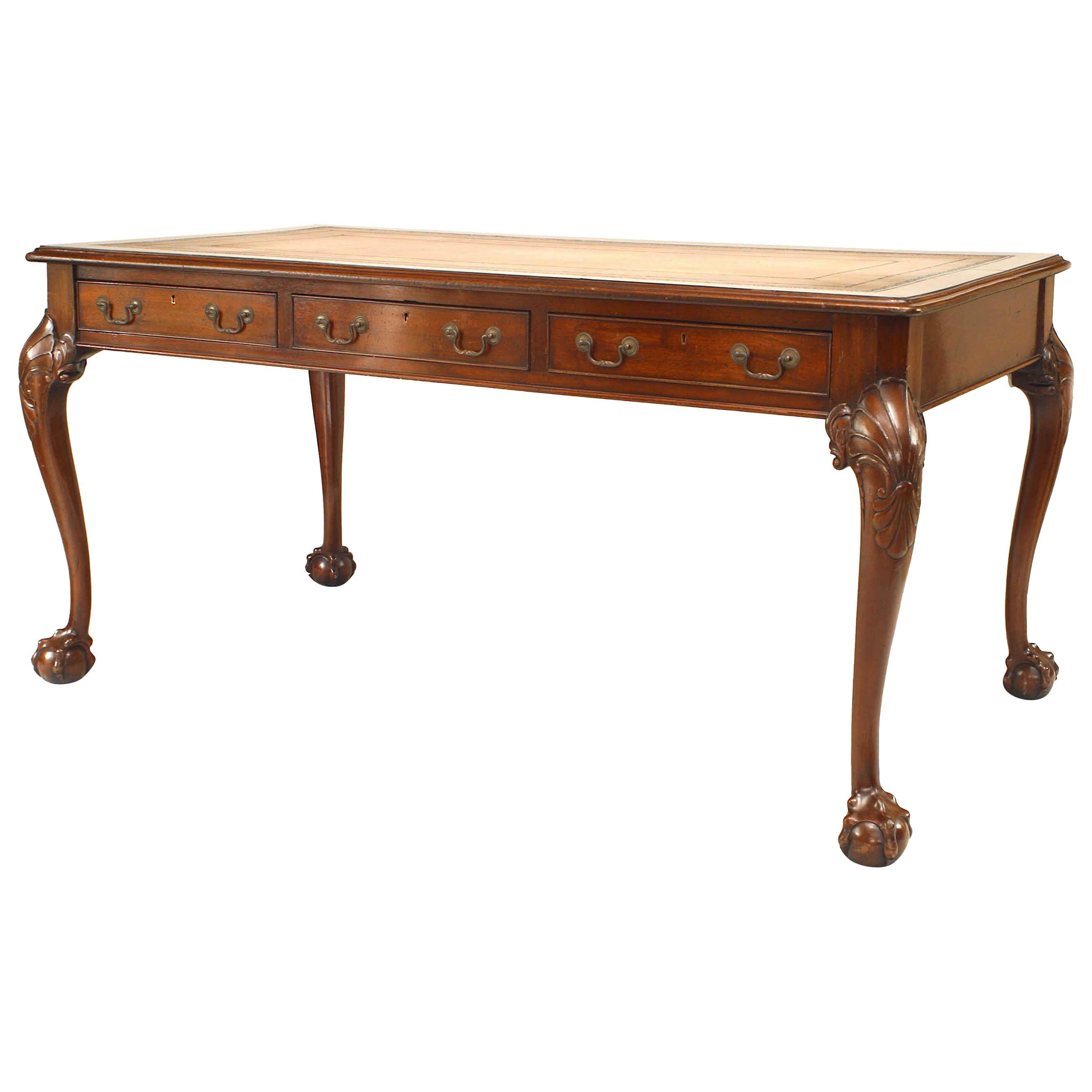 English Chippendale Style Mahogany Drawer Table For Sale