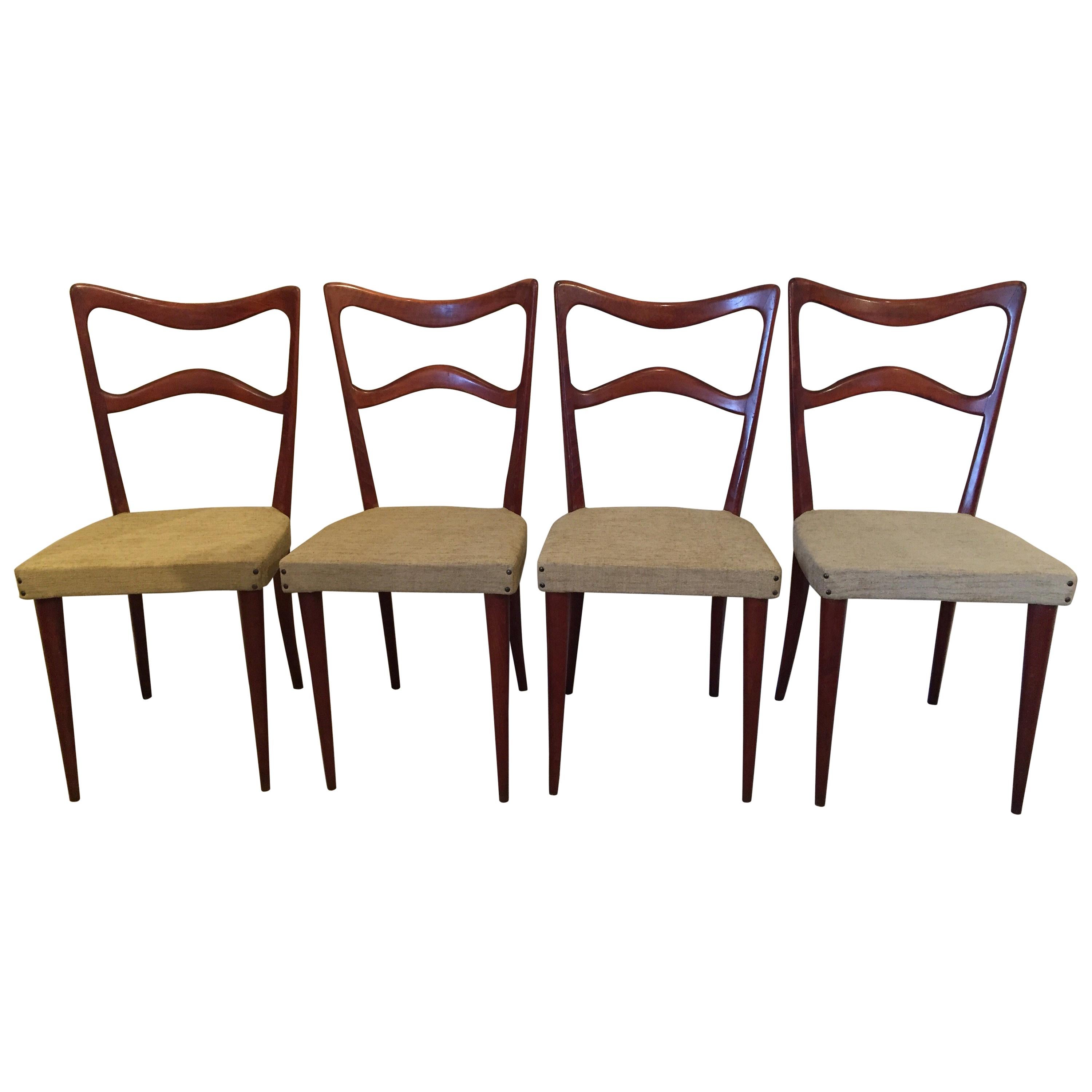 Set of Four Italian Midcentury Beech Dining Chairs by Consorzio Sedie Friuli For Sale