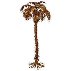 Hollywood Regency Style Vintage Golden Palm Tree Floor Lamp Hans Kögl, c 1970 