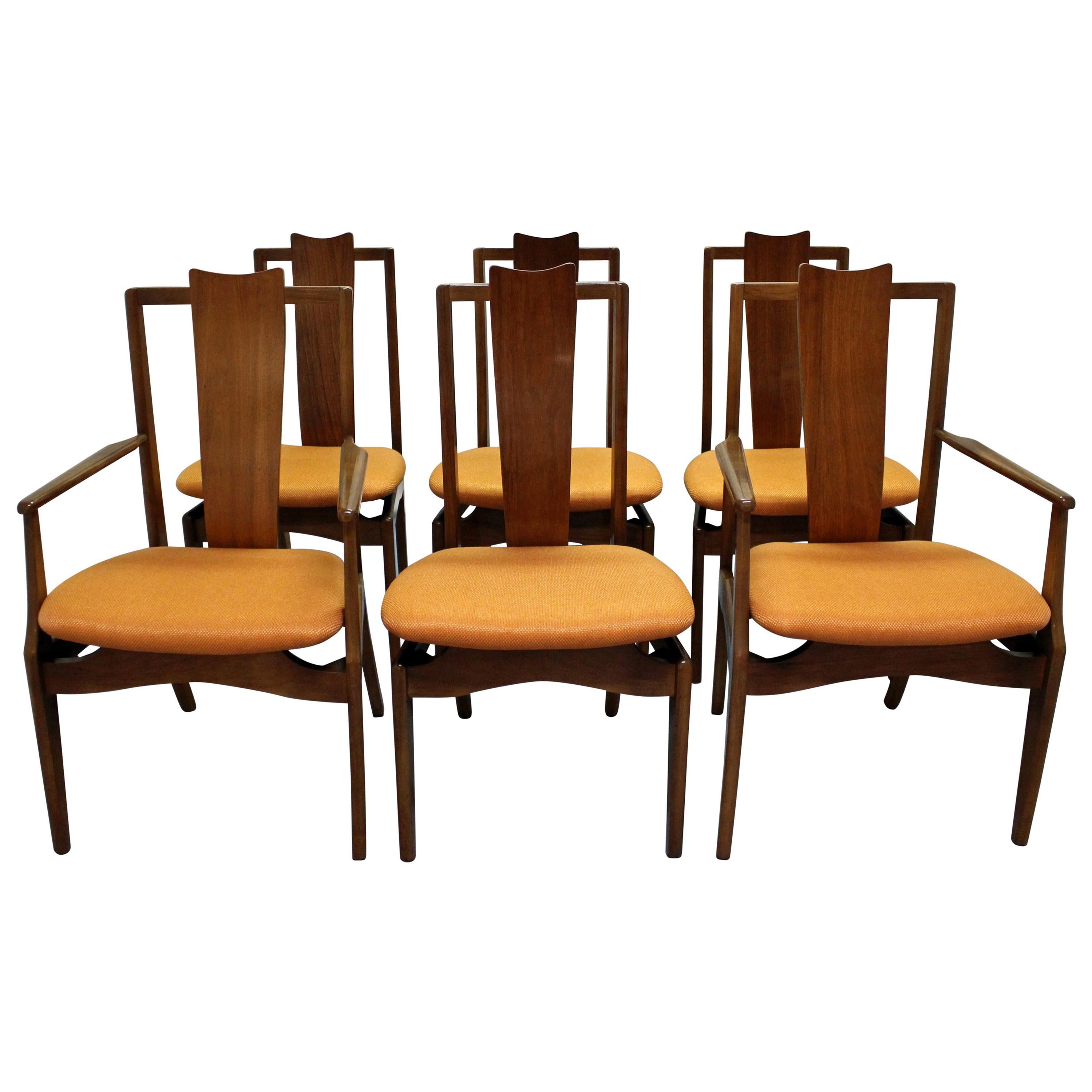 Set of Six Mid-Century Modern Floating Seat Dining Chairs