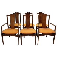 Set of Six Mid-Century Modern Floating Seat Dining Chairs