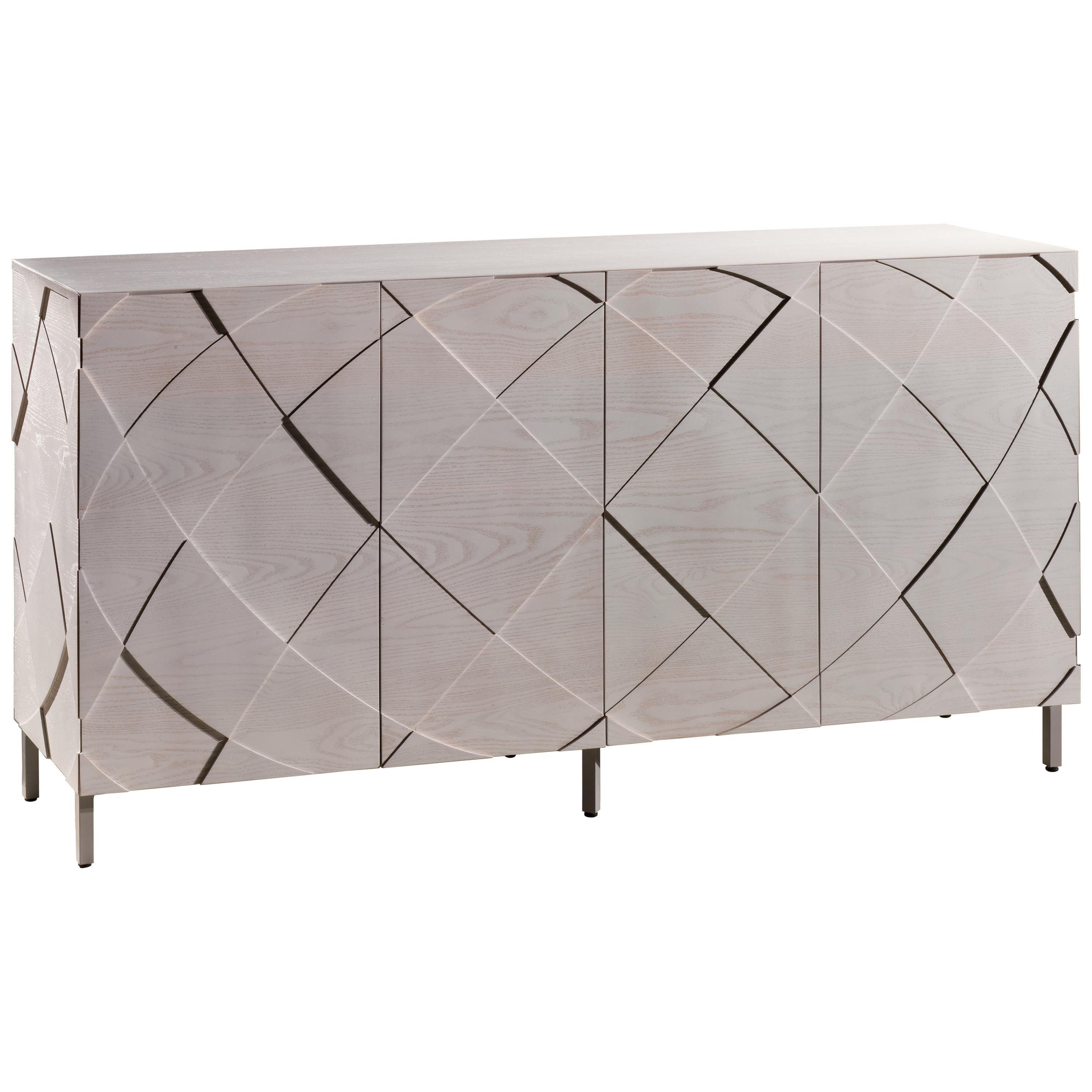 Contemporary Sedici Sideboard in Handcrafted Solid Wood For Sale